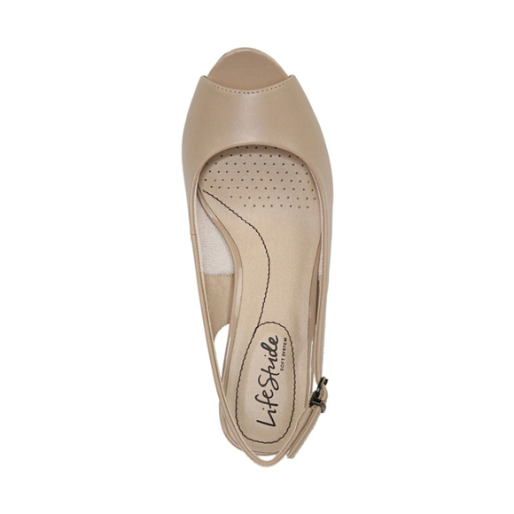 Life Stride Women's 7 Teller Light Beige Neutral Slingback Peep Toe Pumps NIB - Picture 4 of 13